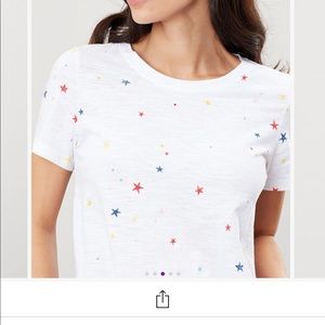 Joules Carley printed cotton white t-shirt multi-color stars US 8 medium NWOT